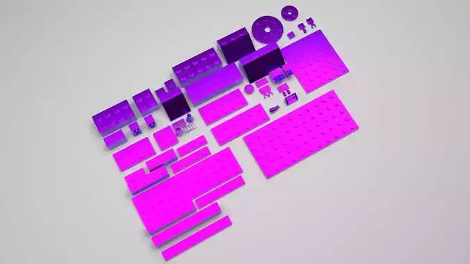 Purple Metallic Lego Bricks Set