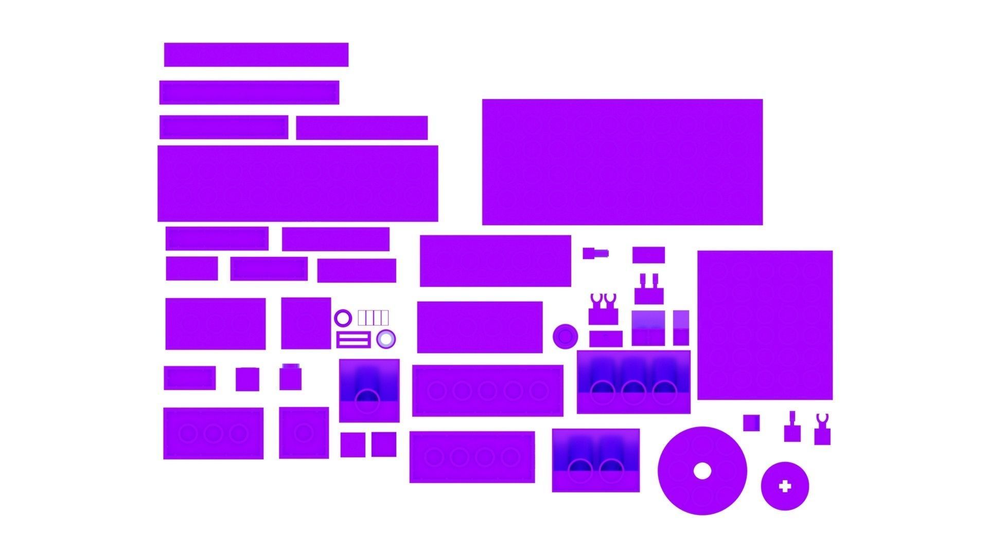 Purple Metallic Lego Bricks Set 3D model_21