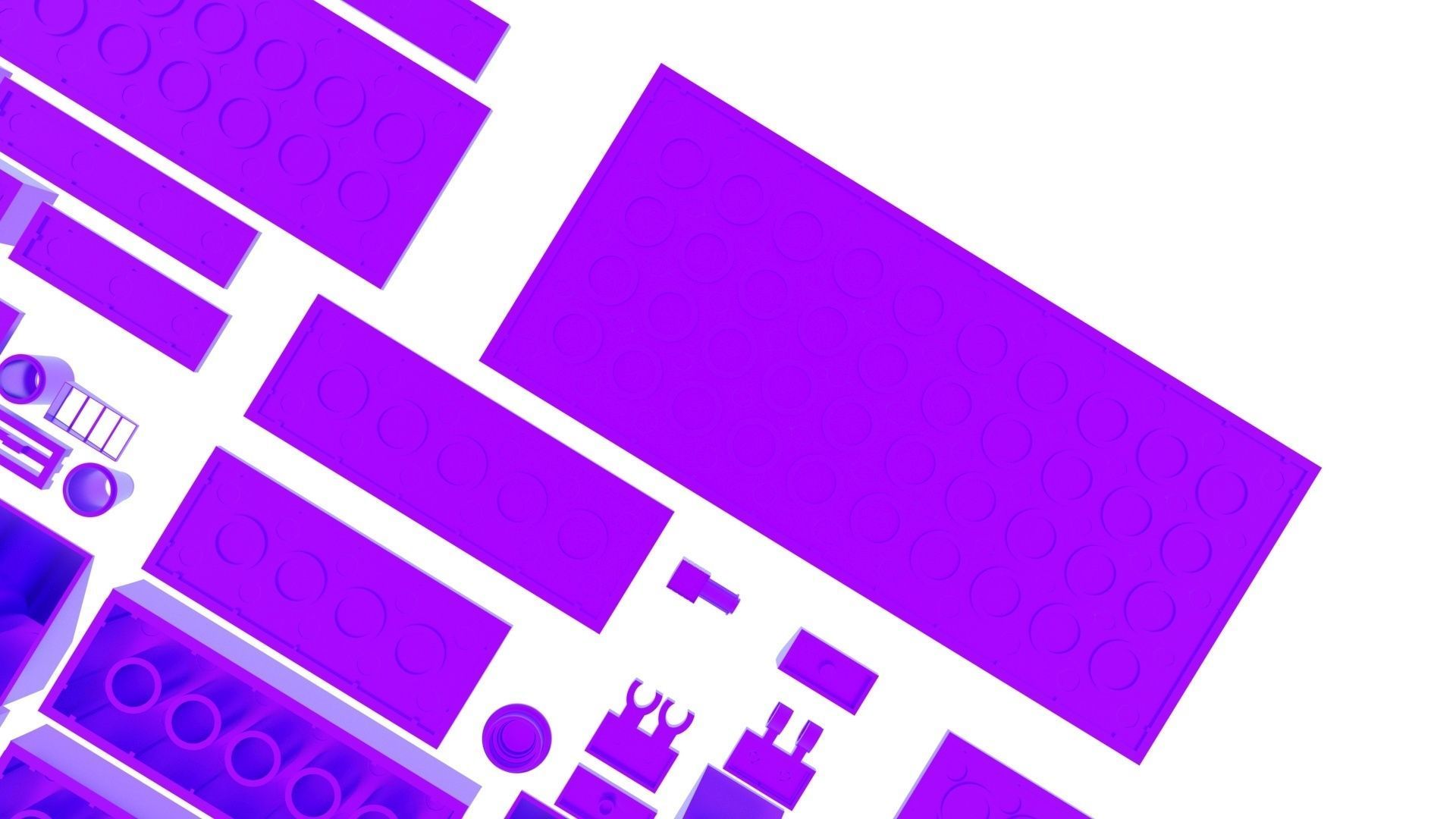 Purple Metallic Lego Bricks Set 3D model_17