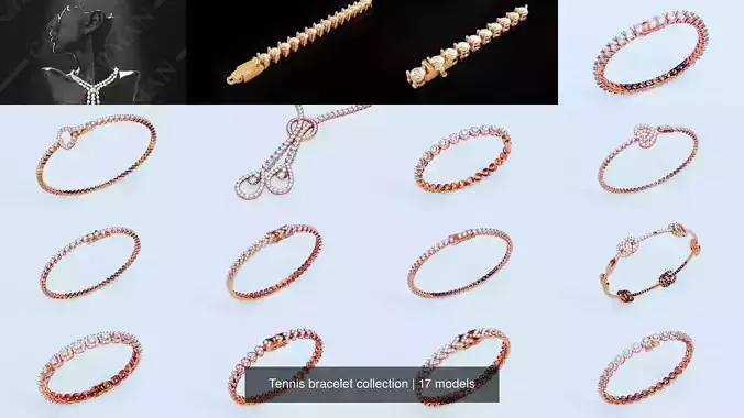 17 Tennis bracelets 3D Model Collection