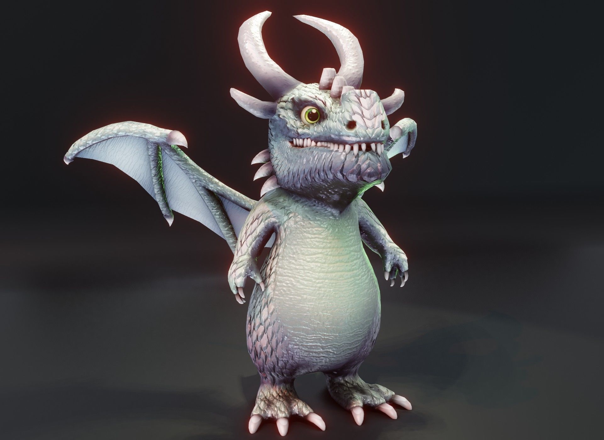 Cartoon Silver Dragon Animated 3D Model Low-poly 3D model_17