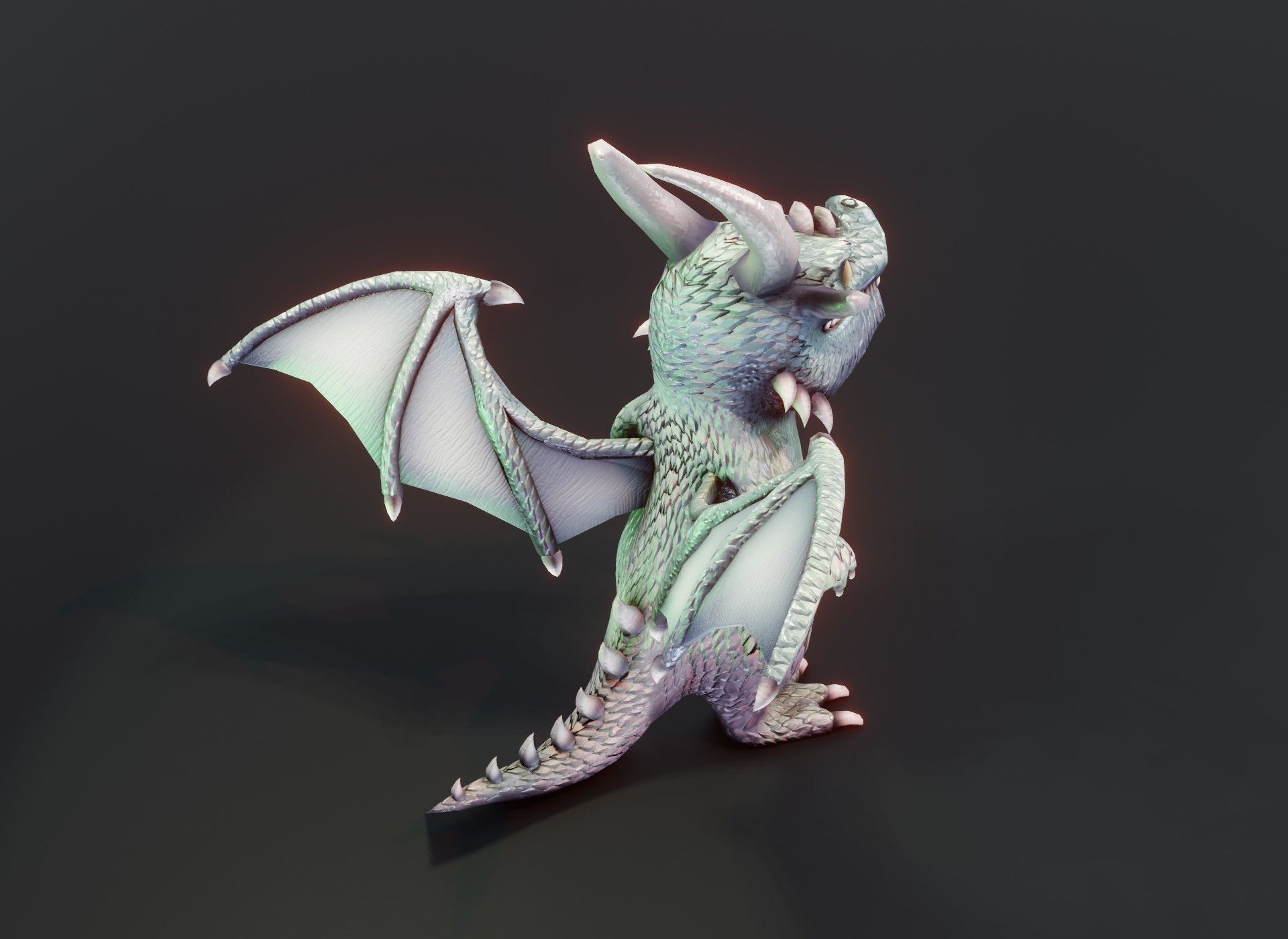 Cartoon Silver Dragon Animated 3D Model Low-poly 3D model_10
