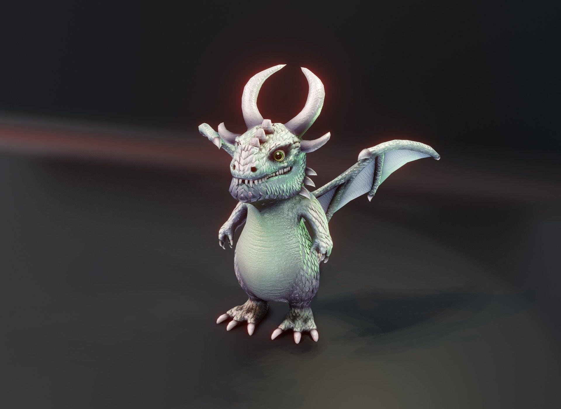 Cartoon Silver Dragon Animated 3D Model Low-poly 3D model_18