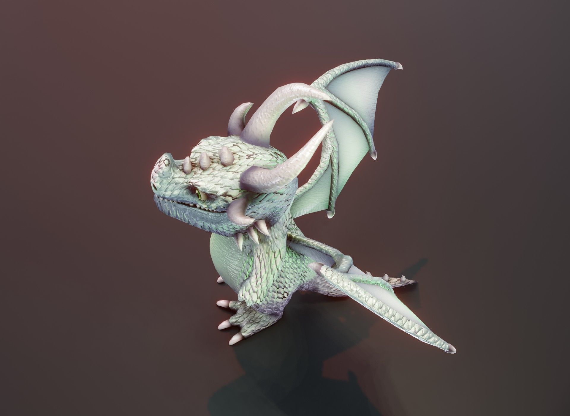 Cartoon Silver Dragon Animated 3D Model Low-poly 3D model_19