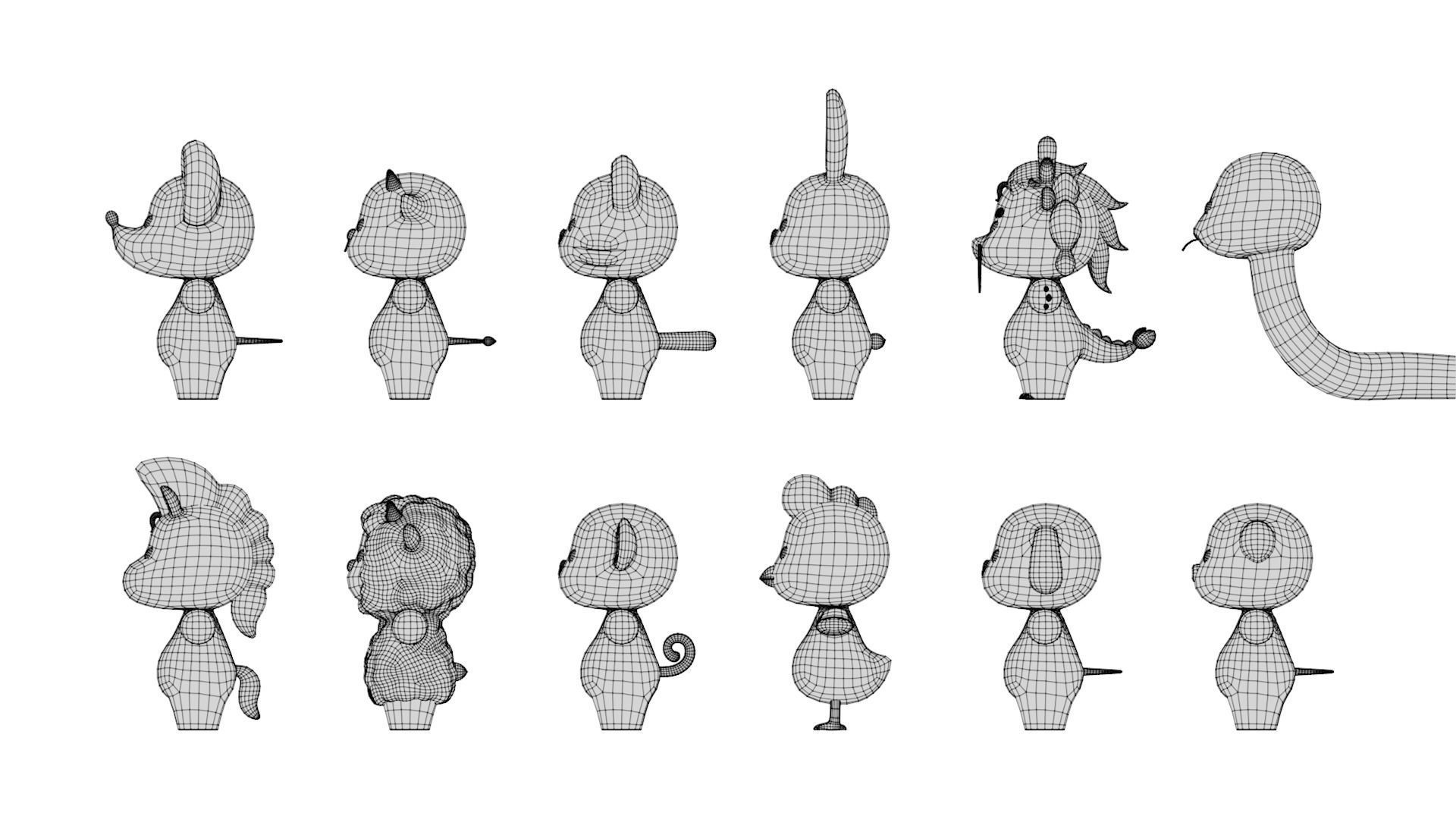 Rigged Cartoon Animals Collection Pack-001 Low-poly 3D model_15