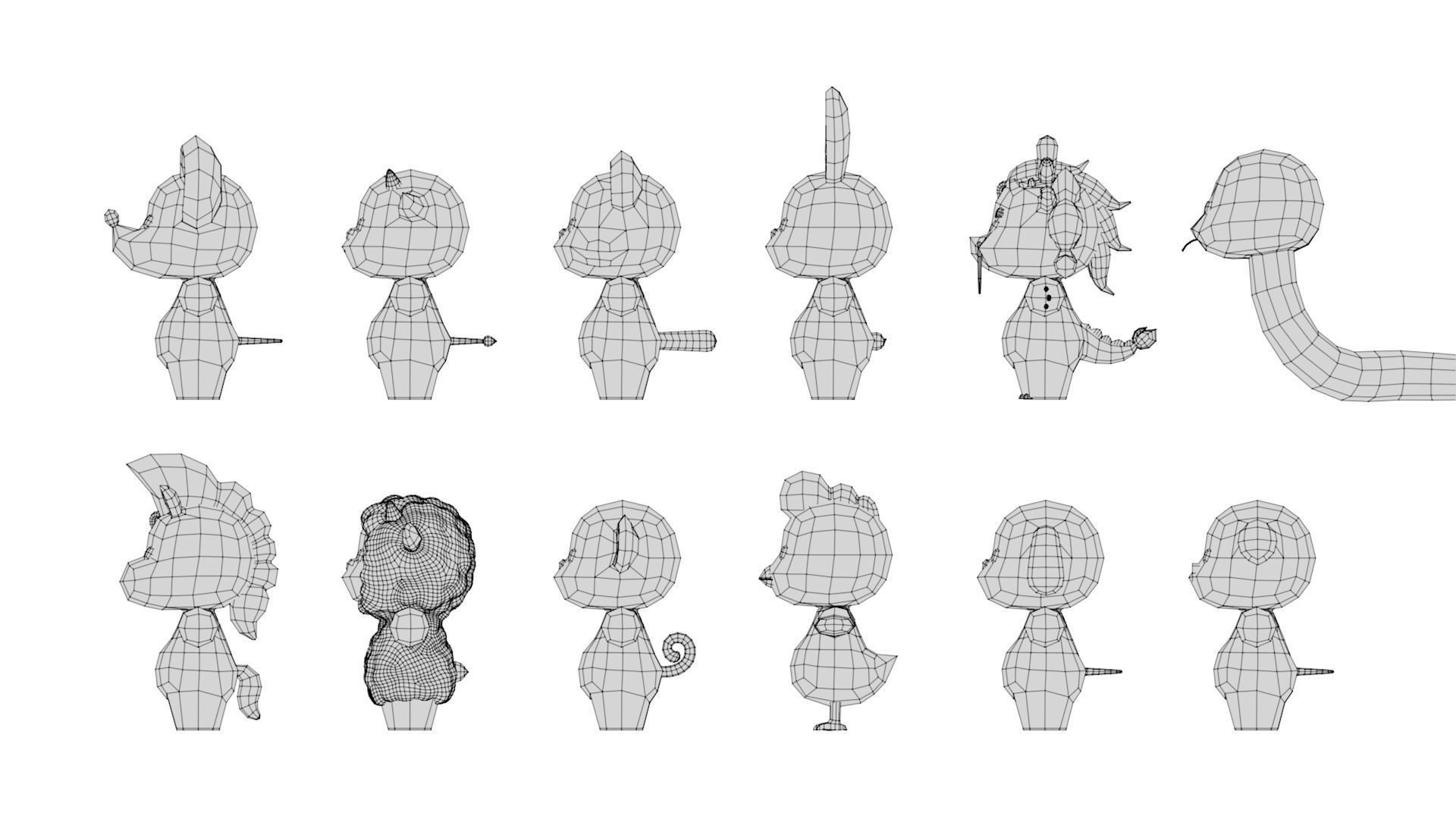 Rigged Cartoon Animals Collection Pack-001 Low-poly 3D model_12