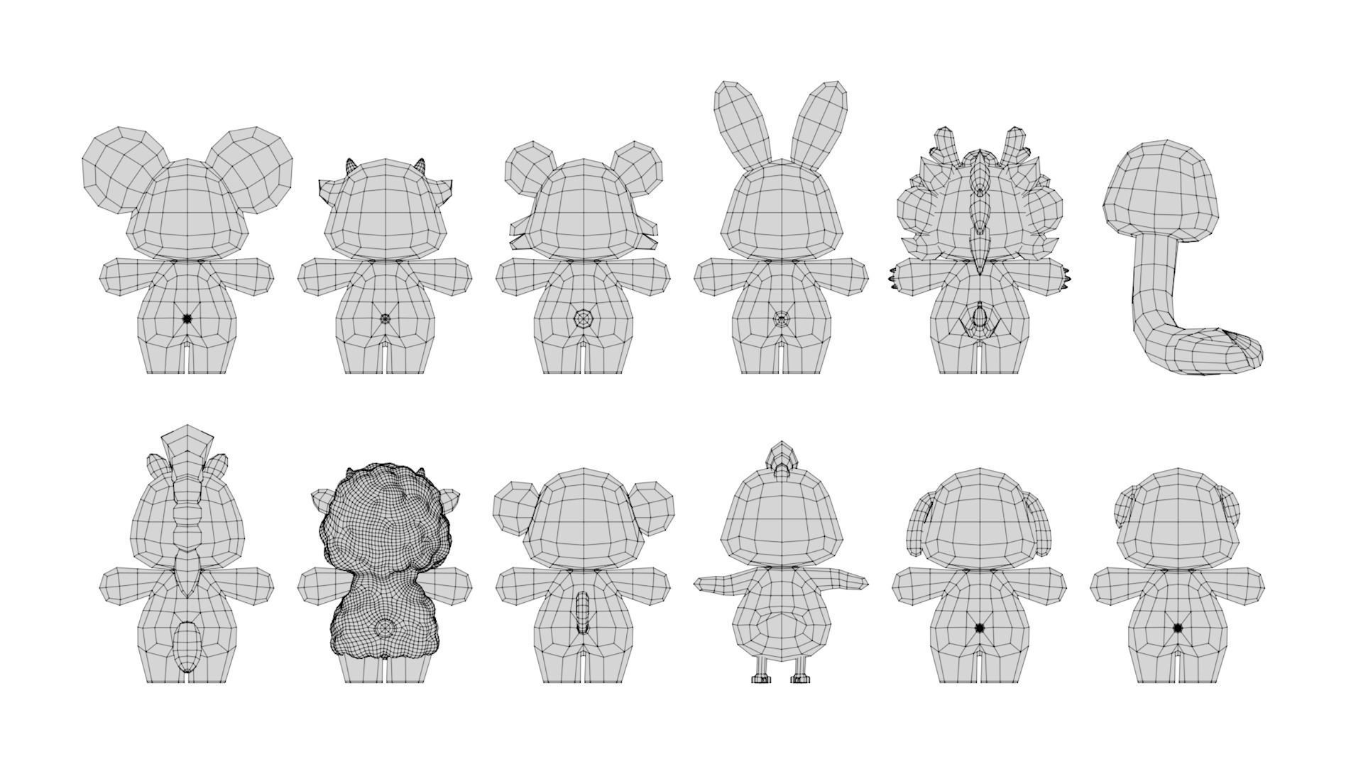 Rigged Cartoon Animals Collection Pack-001 Low-poly 3D model_11