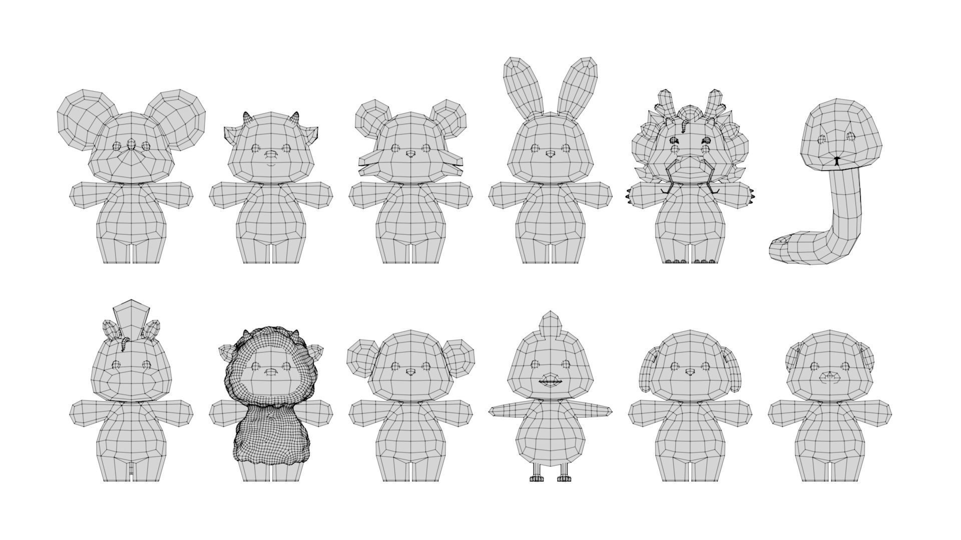 Rigged Cartoon Animals Collection Pack-001 Low-poly 3D model_10