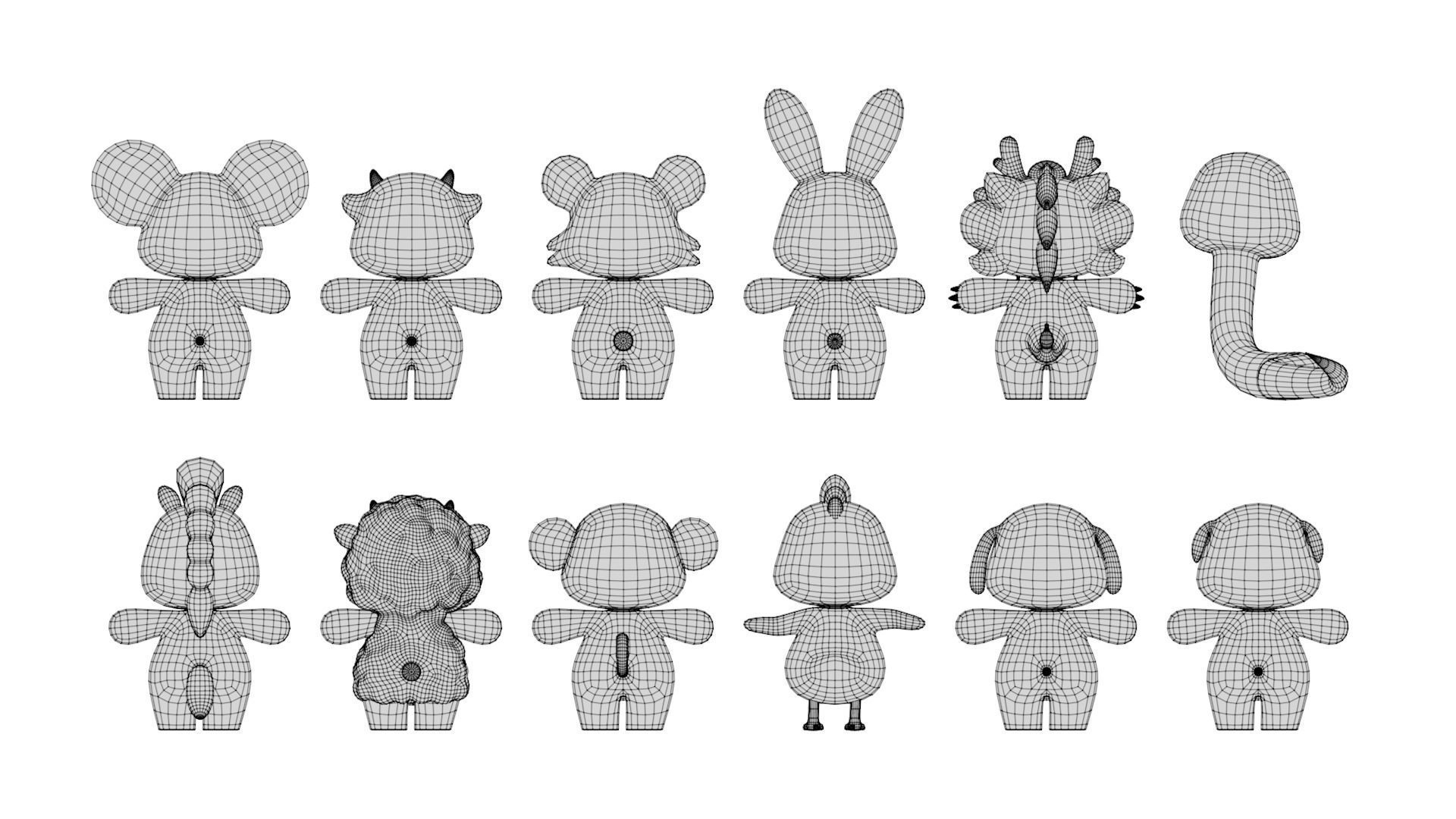 Rigged Cartoon Animals Collection Pack-001 Low-poly 3D model_14