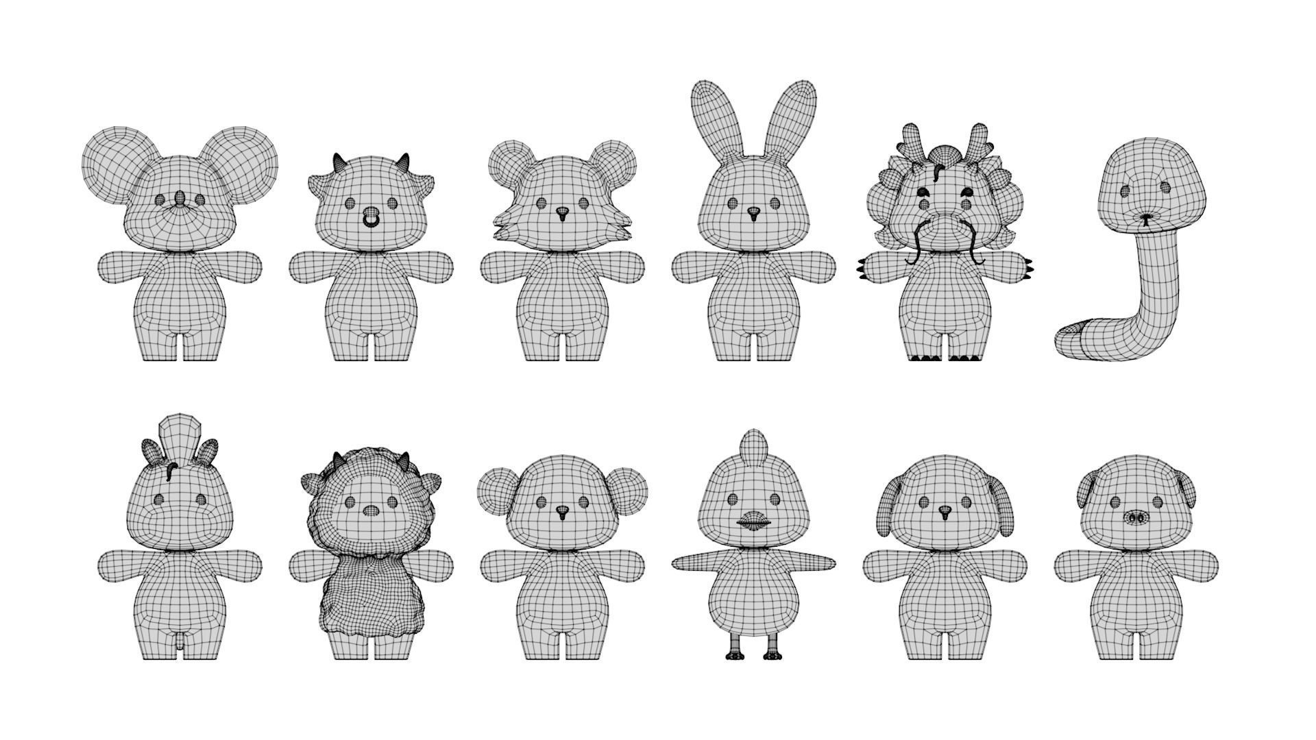 Rigged Cartoon Animals Collection Pack-001 Low-poly 3D model_13