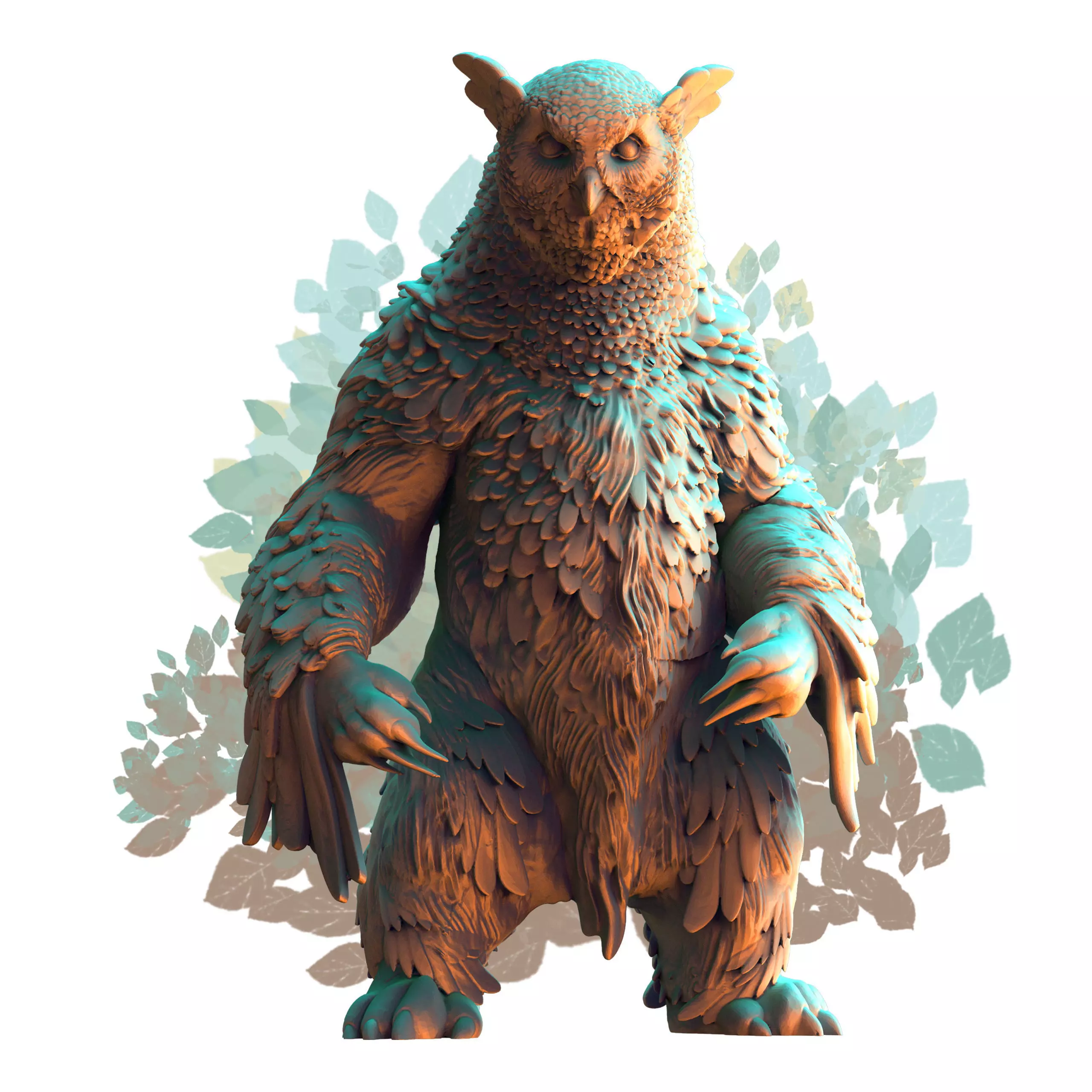Owl Beast Standing 1 3D print model_0