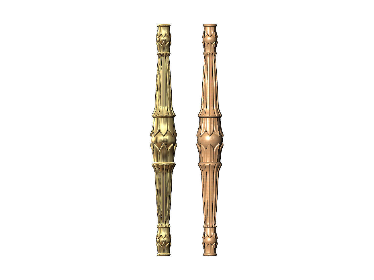 Lotus bead round fluted capital column relief 3D print model_16