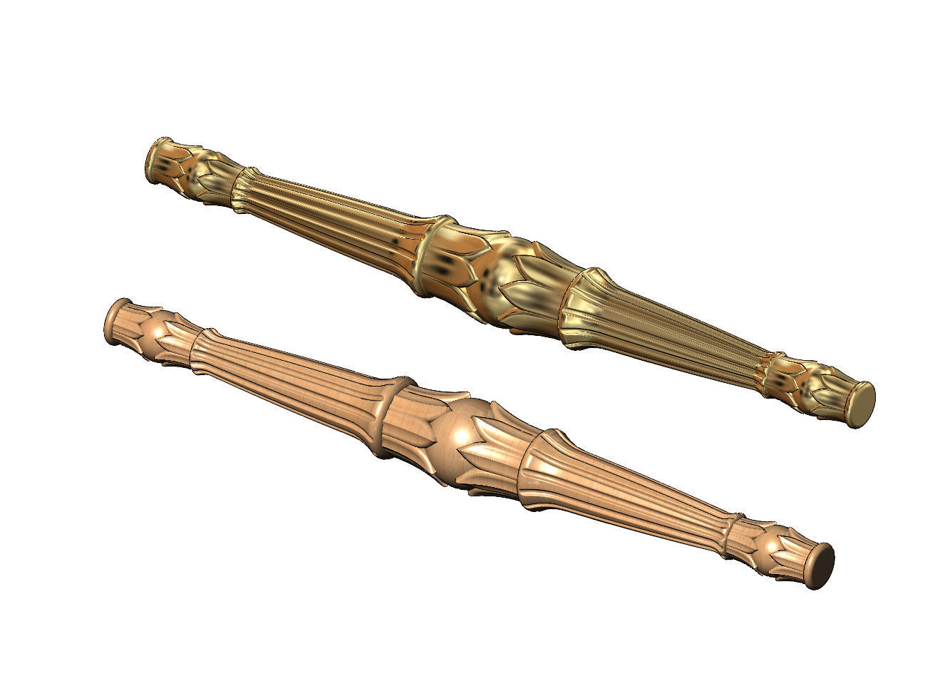 Lotus bead round fluted capital column relief 3D print model_5