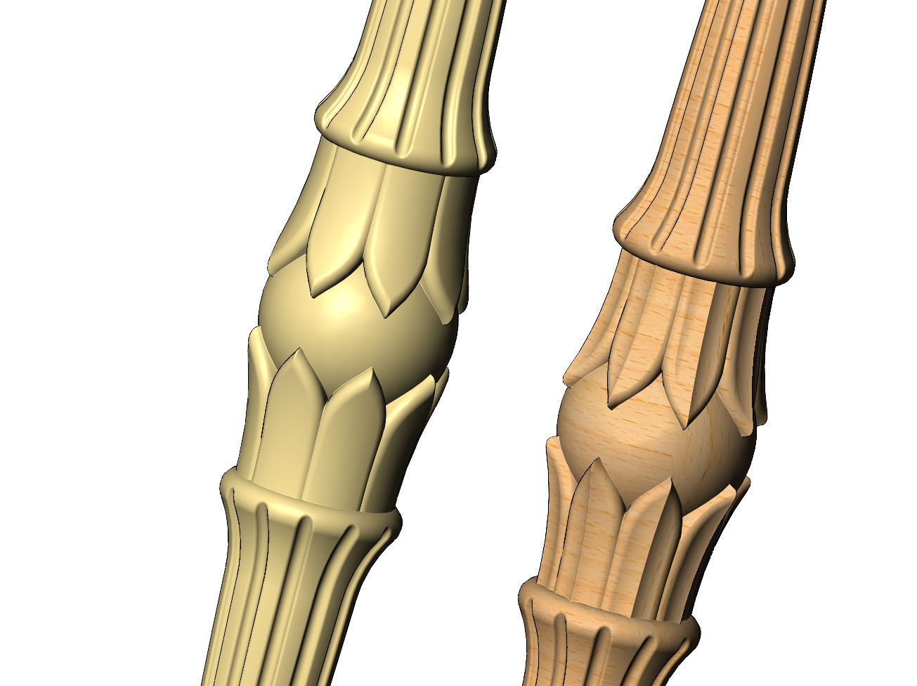Lotus bead round fluted capital column relief 3D print model_8