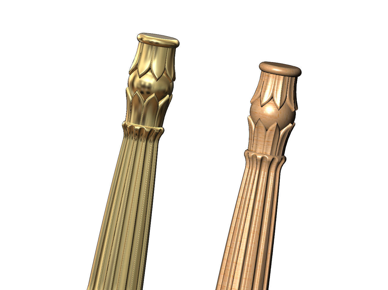 Lotus bead round fluted capital column relief 3D print model_3