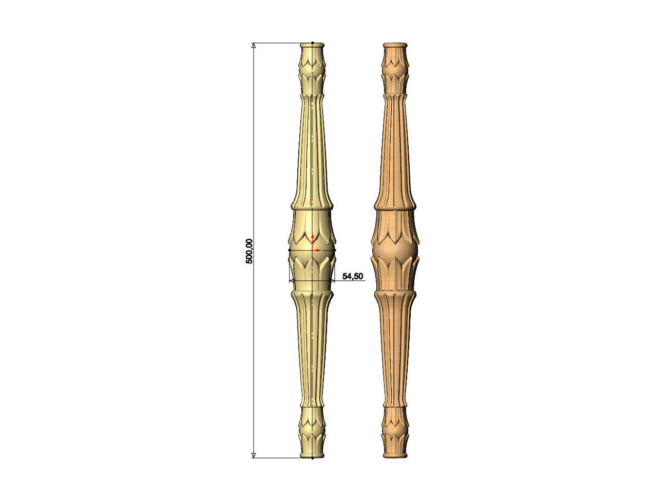Lotus bead round fluted capital column relief 3D print model_9