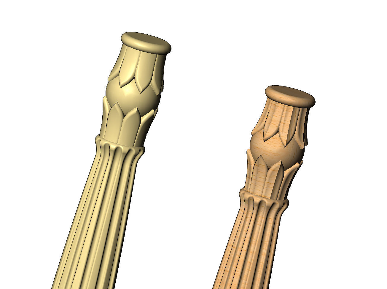 Lotus bead round fluted capital column relief 3D print model_7