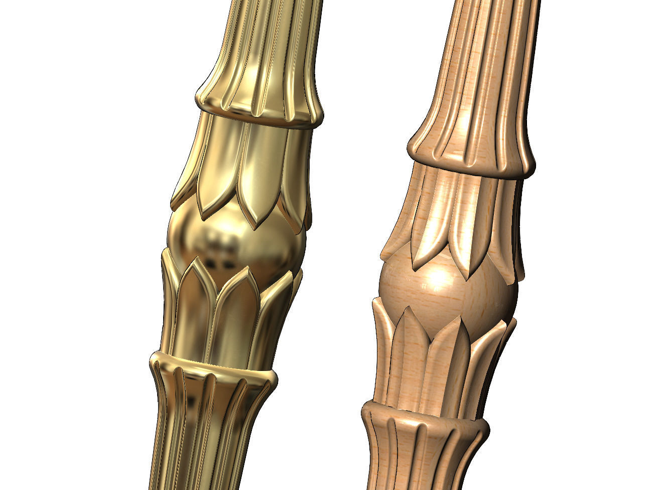 Lotus bead round fluted capital column relief 3D print model_2