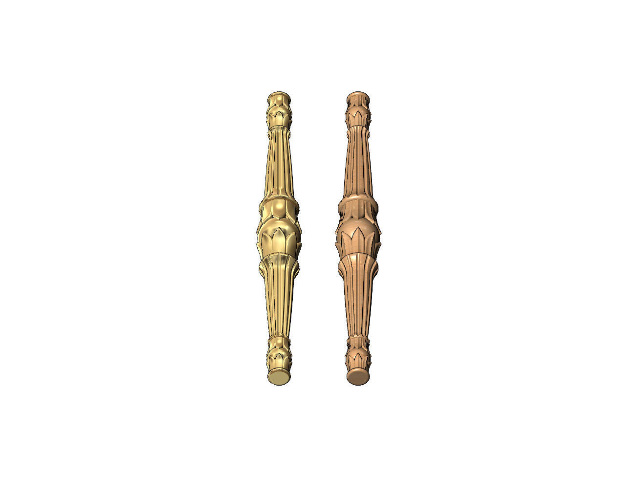 Lotus bead round fluted capital column relief 3D print model_4