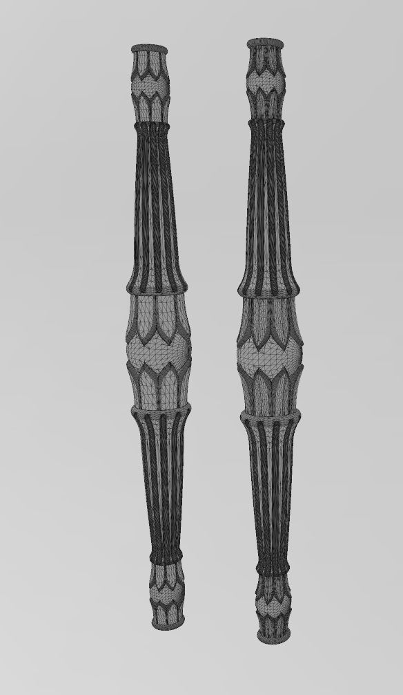 Lotus bead round fluted capital column relief 3D print model_12