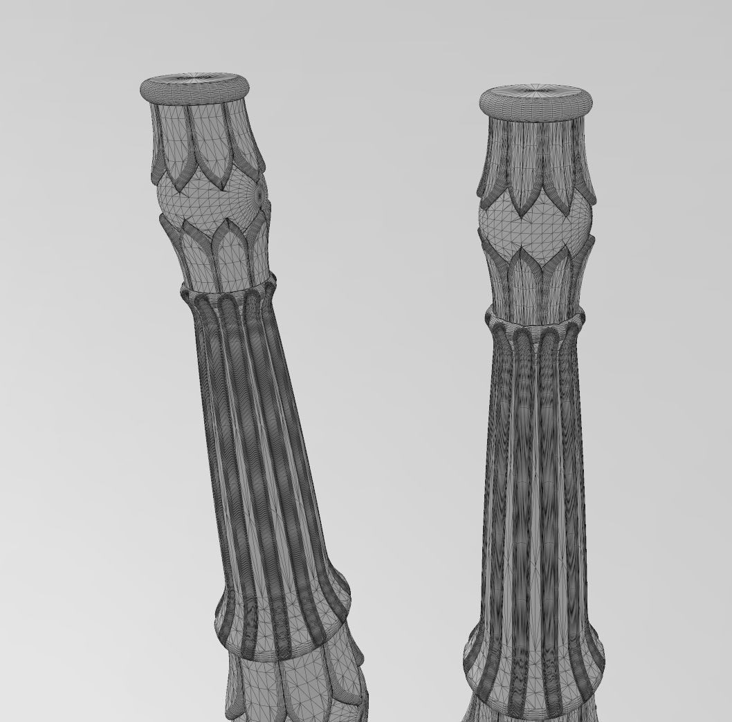 Lotus bead round fluted capital column relief 3D print model_13