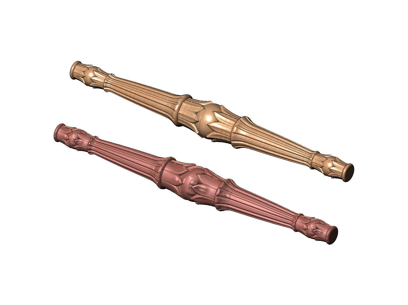 Lotus bead round fluted capital column relief 3D print model_11