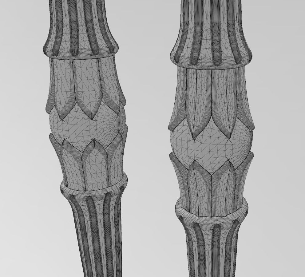 Lotus bead round fluted capital column relief 3D print model_14