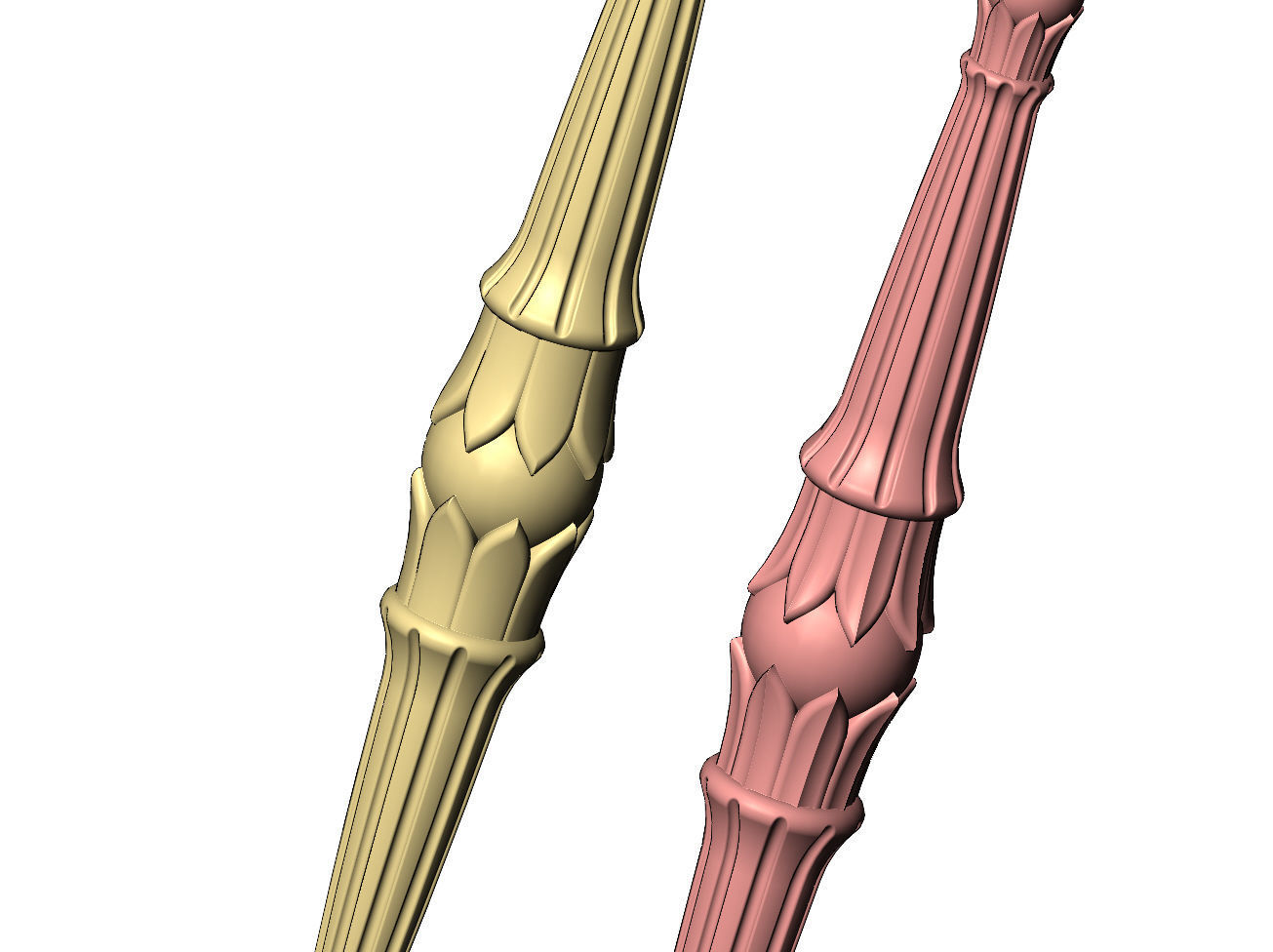 Lotus bead round fluted door gate push pull handle 3D print model_6