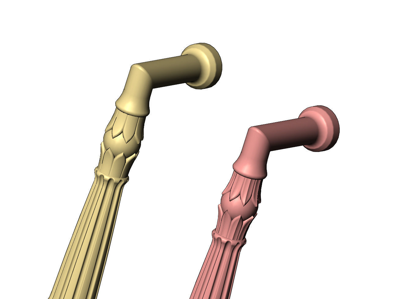 Lotus bead round fluted door gate push pull handle 3D print model_5