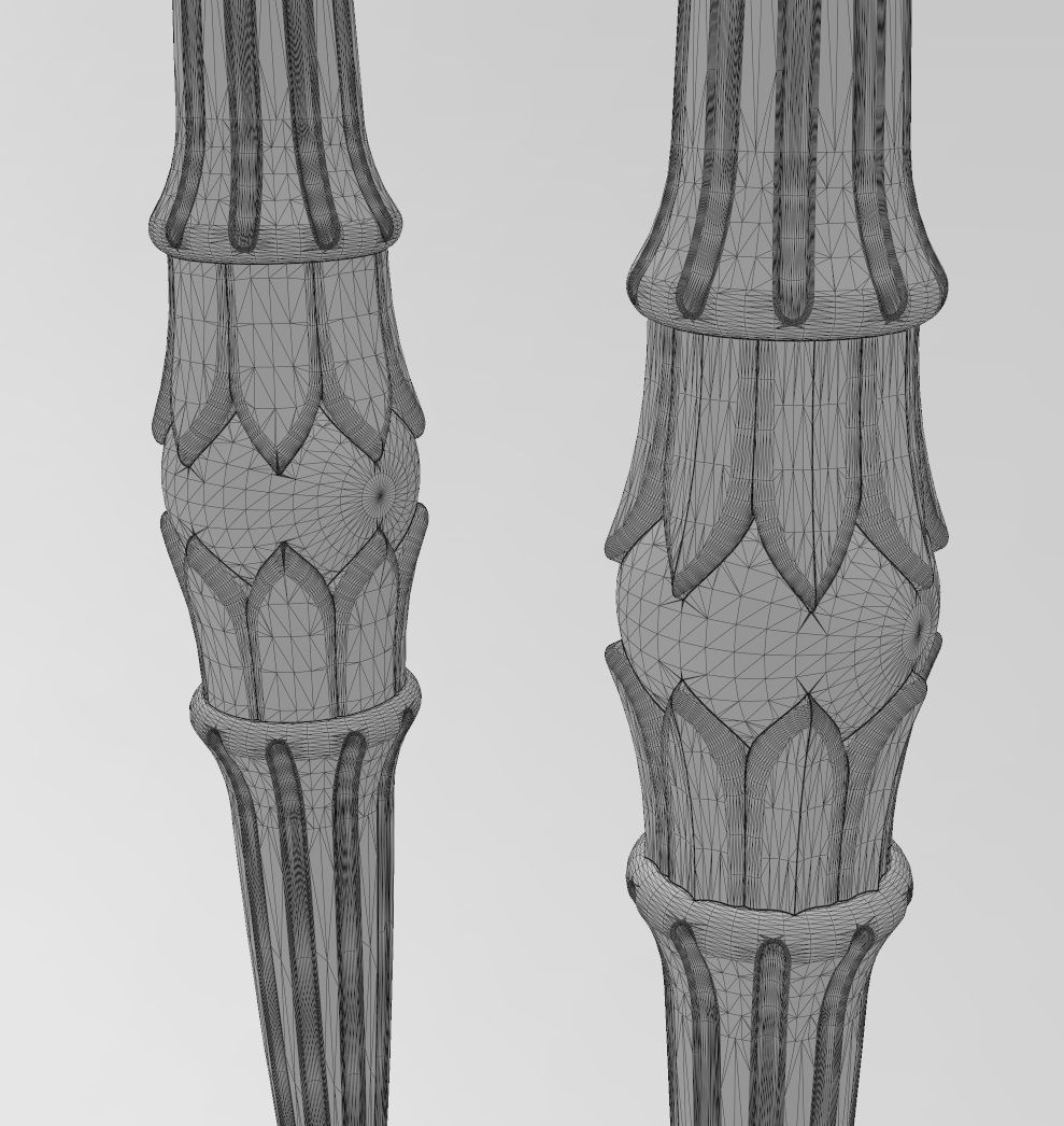 Lotus bead round fluted door gate push pull handle 3D print model_13