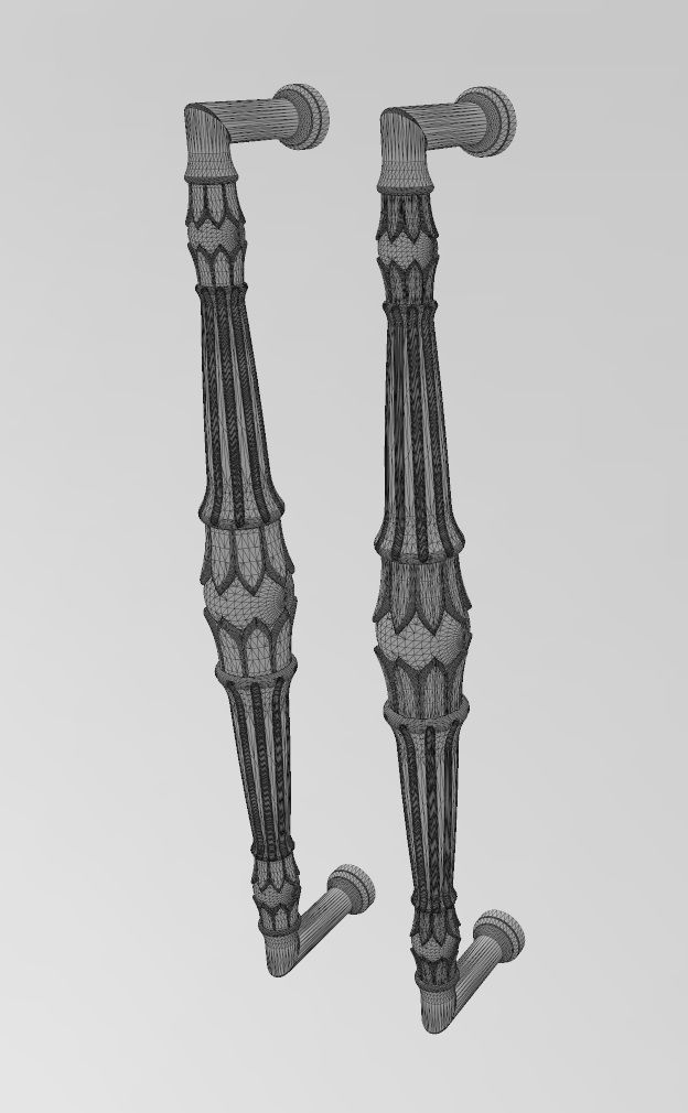 Lotus bead round fluted door gate push pull handle 3D print model_11