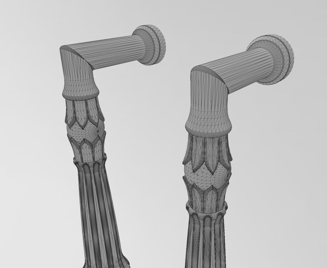 Lotus bead round fluted door gate push pull handle 3D print model_12