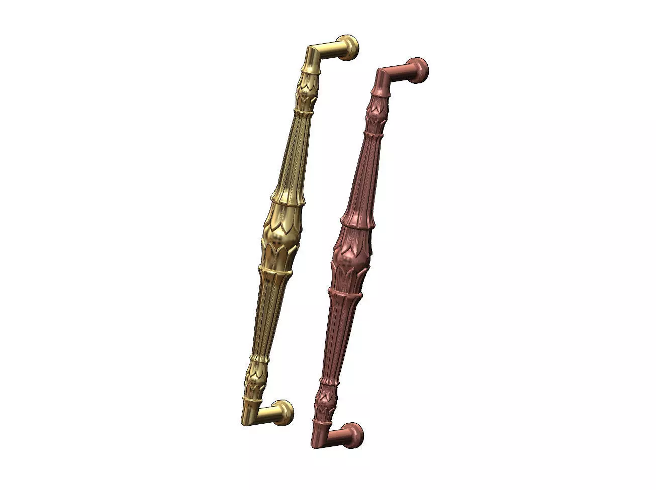 Lotus bead round fluted door gate push pull handle 3D print model_0