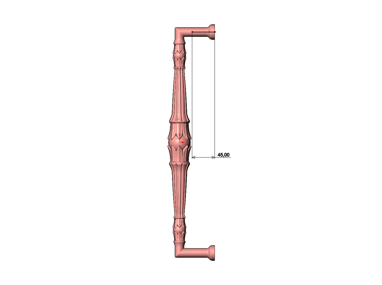 Lotus bead round fluted door gate push pull handle 3D print model_8