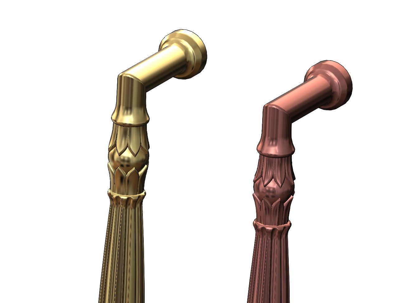 Lotus bead round fluted door gate push pull handle 3D print model_3