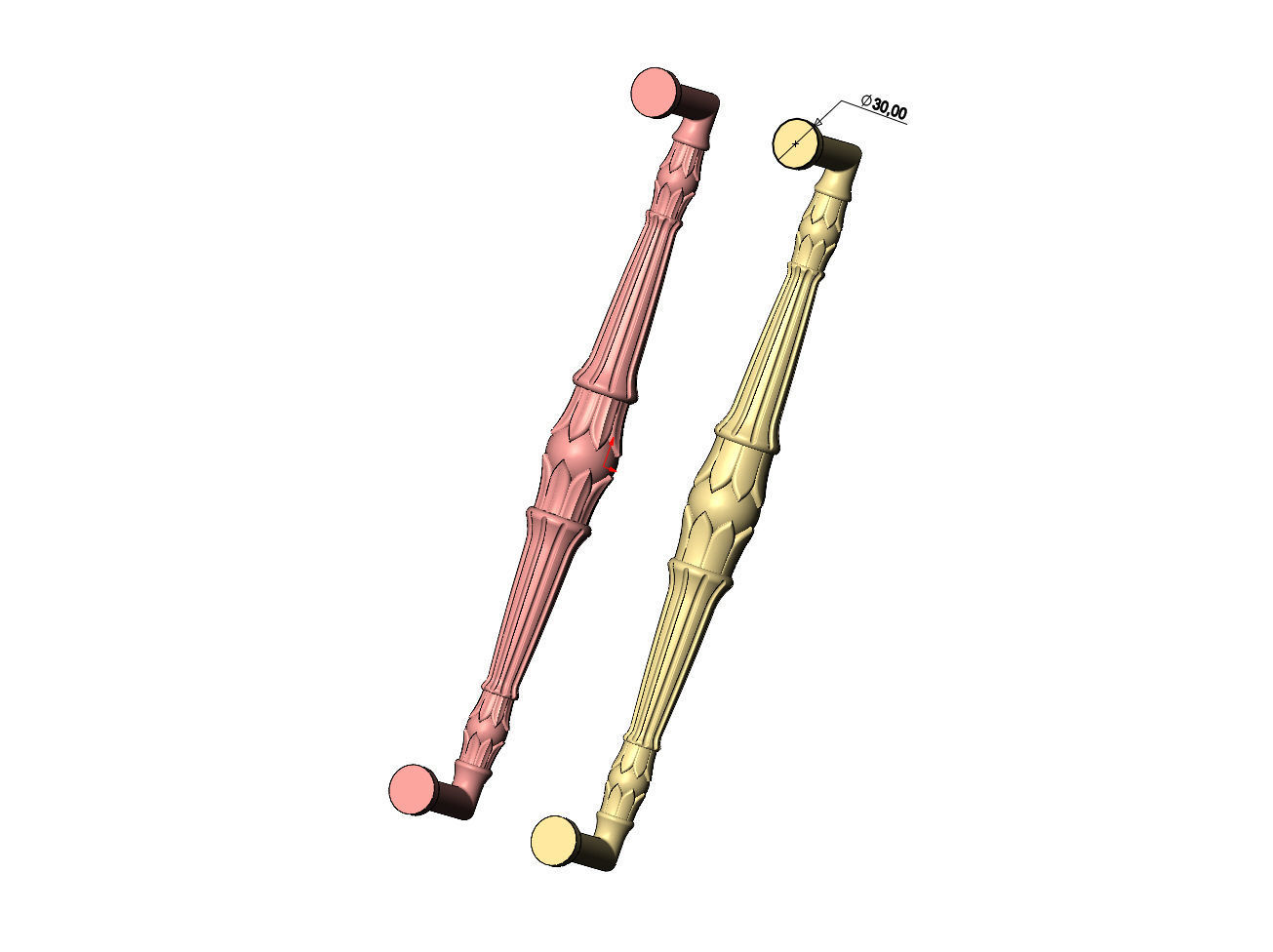 Lotus bead round fluted door gate push pull handle 3D print model_9