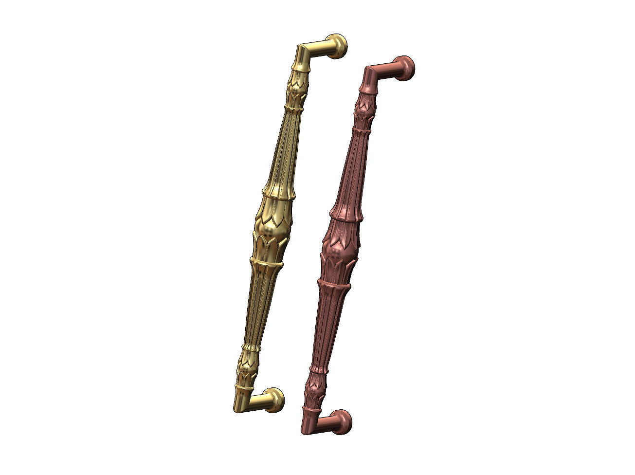 Lotus bead round fluted door gate push pull handle 3D print model_14