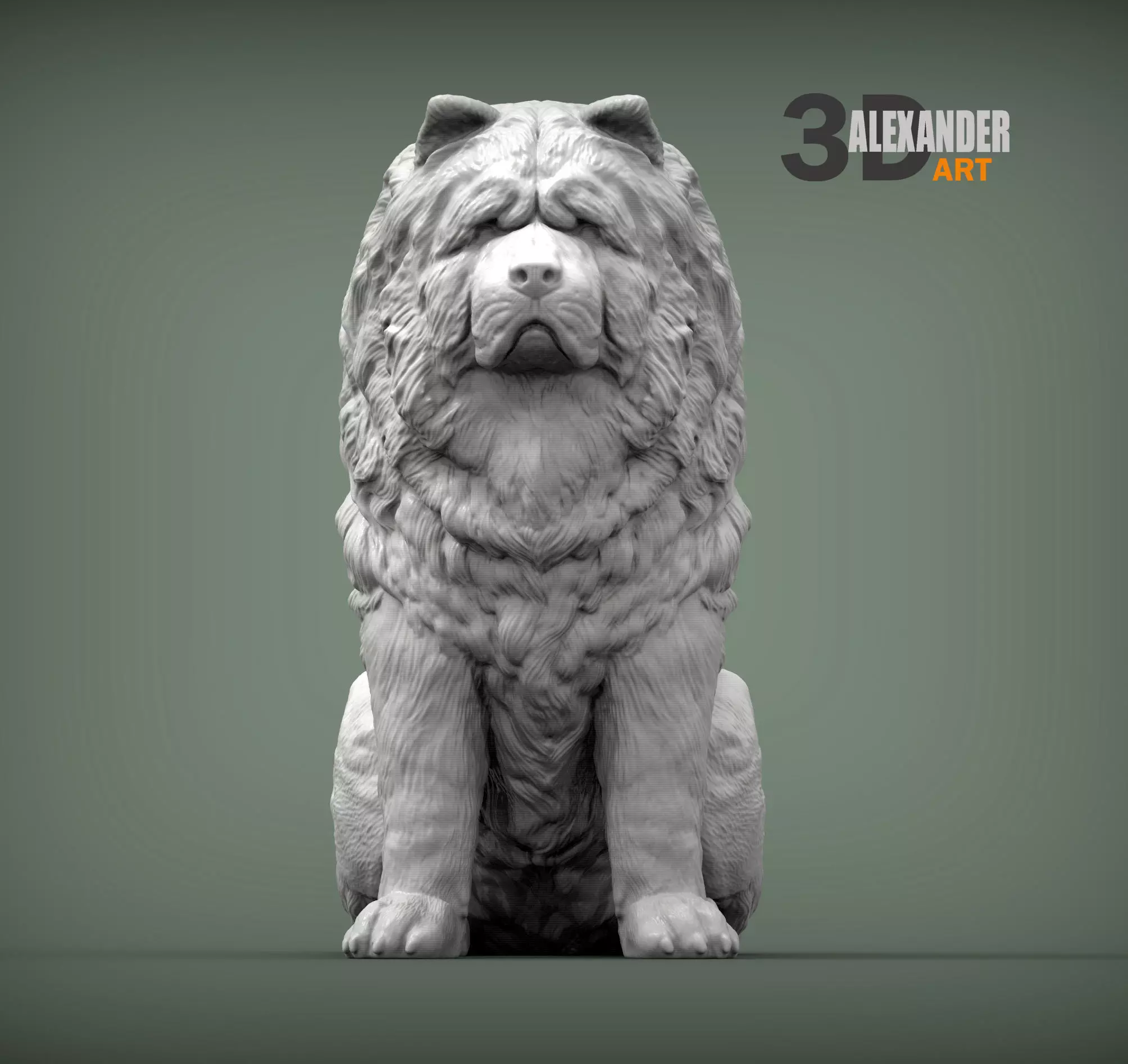 Chow chow sitting 3D print model_0