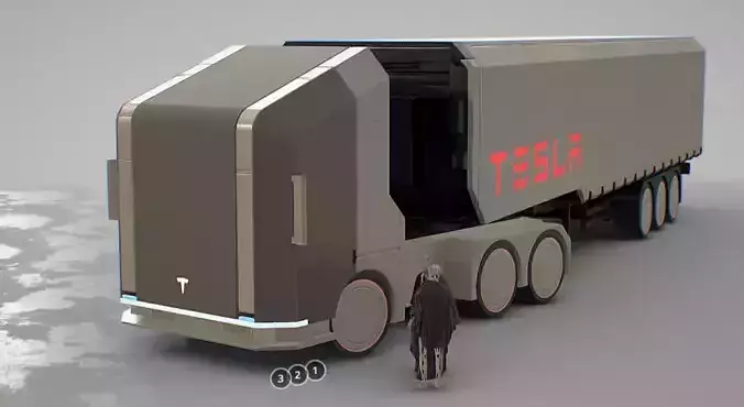 Tesla semi concept Low-poly 3D model