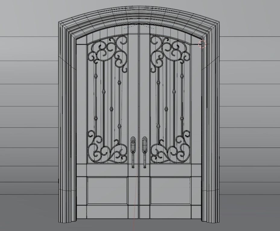 Classic Arch Glass with Panel Main Door 3D model_11