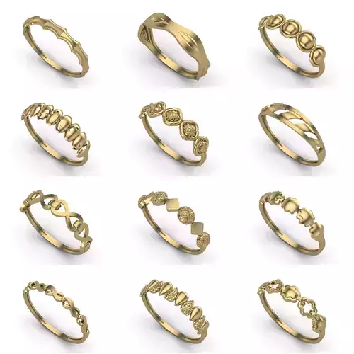 730  STL 3DM MODELS Plain Womens Rings format Models MEGA PACK 3D Model Collection