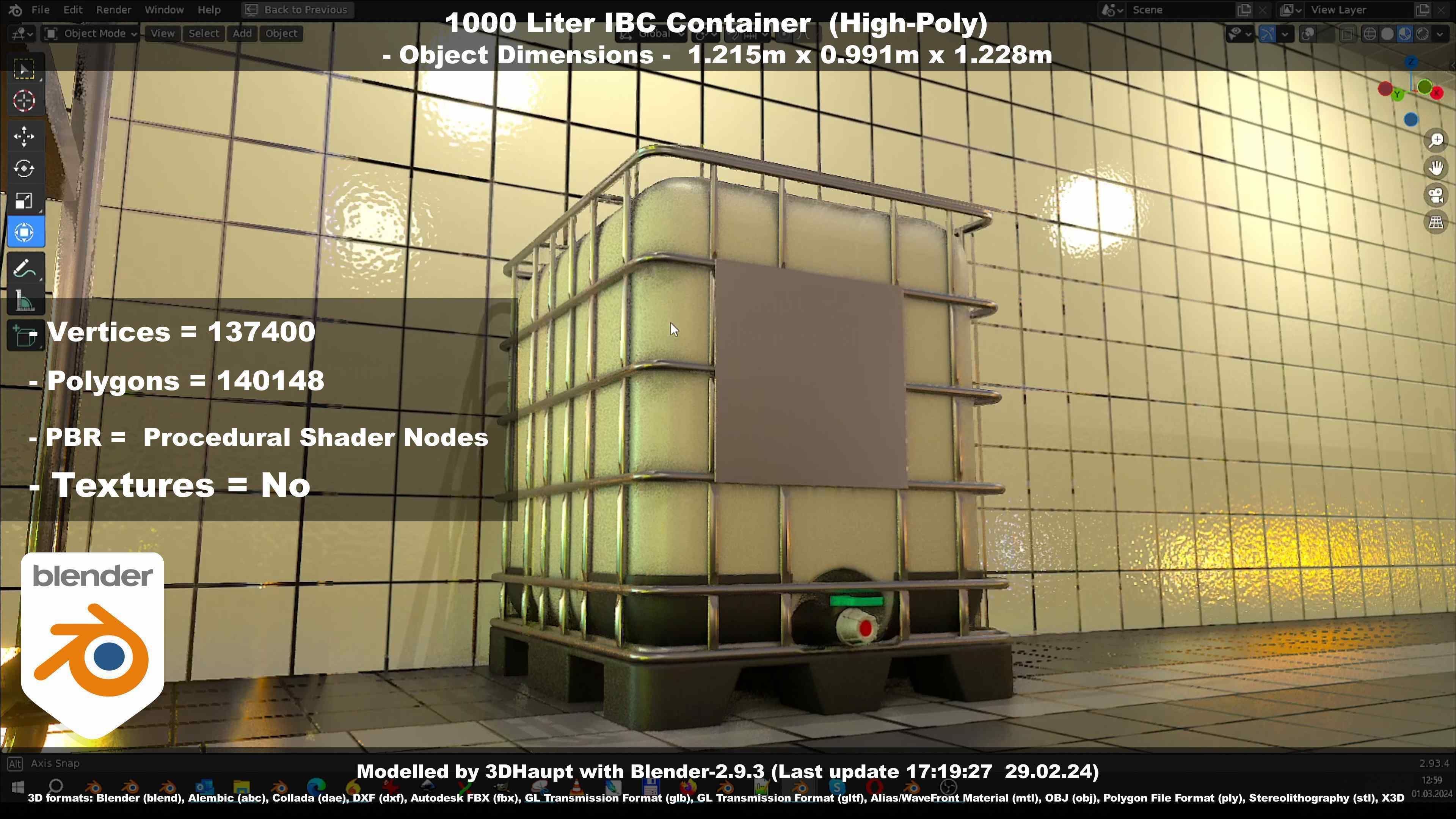 1000 Liter IBC Container High-Poly-Version 3D model_96