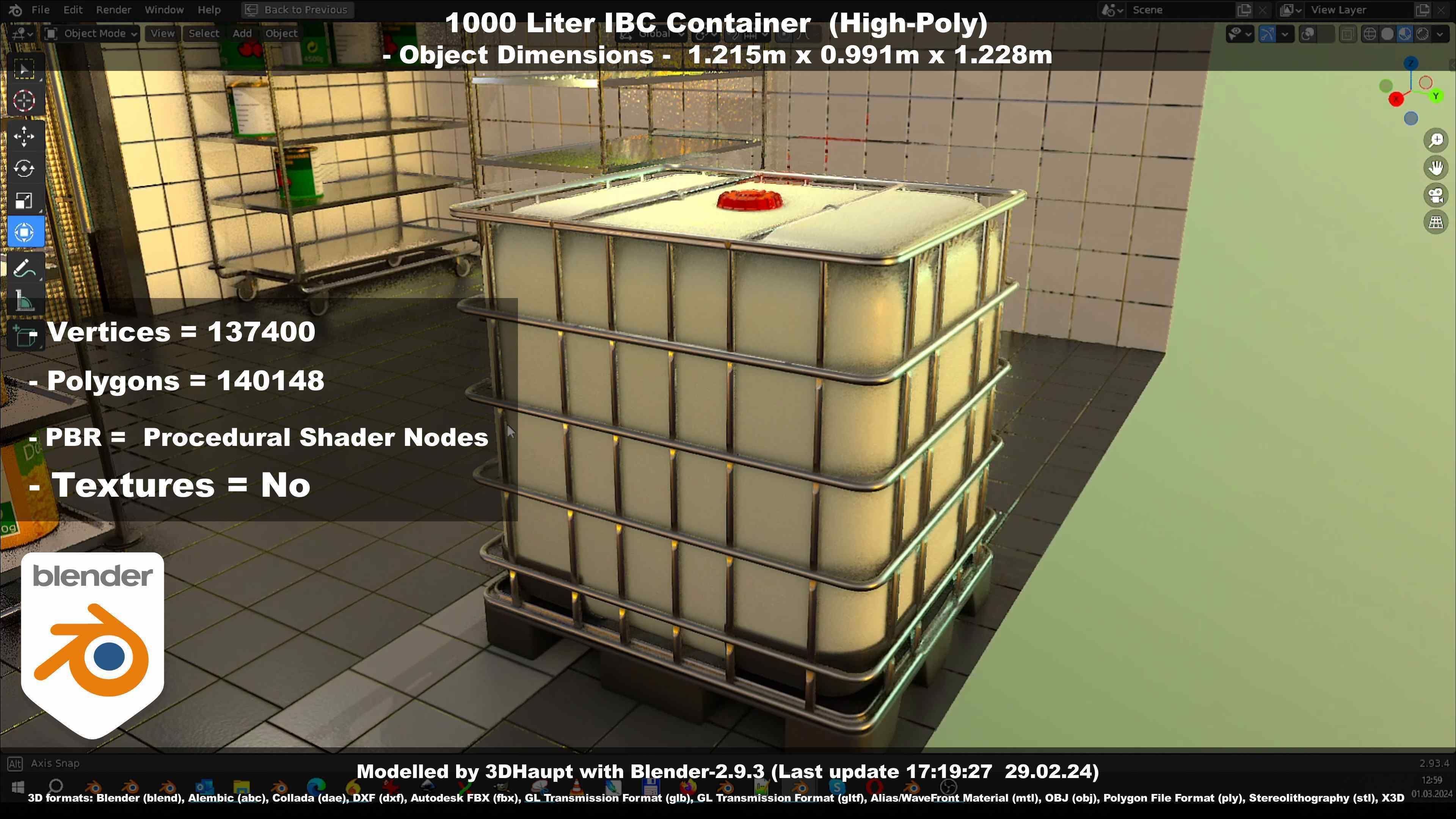 1000 Liter IBC Container High-Poly-Version 3D model_93