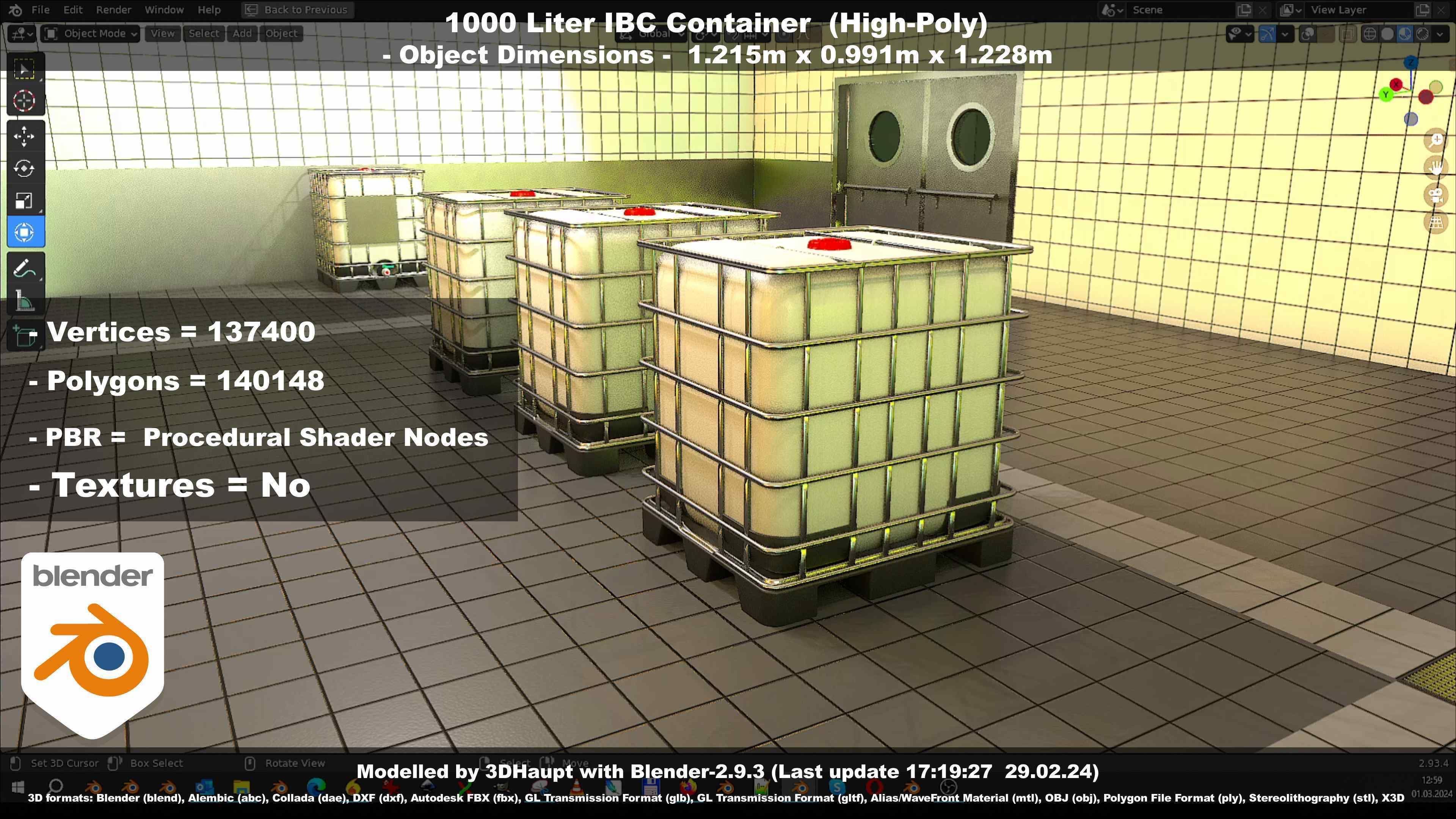 1000 Liter IBC Container High-Poly-Version 3D model_105