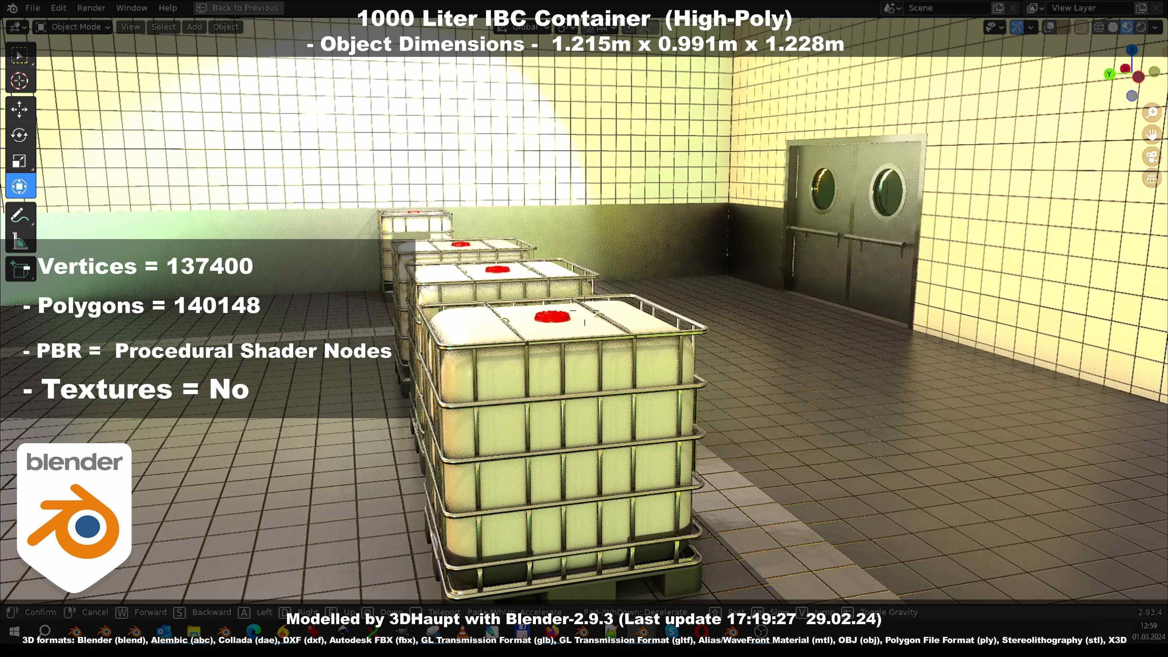 1000 Liter IBC Container High-Poly-Version 3D model_106