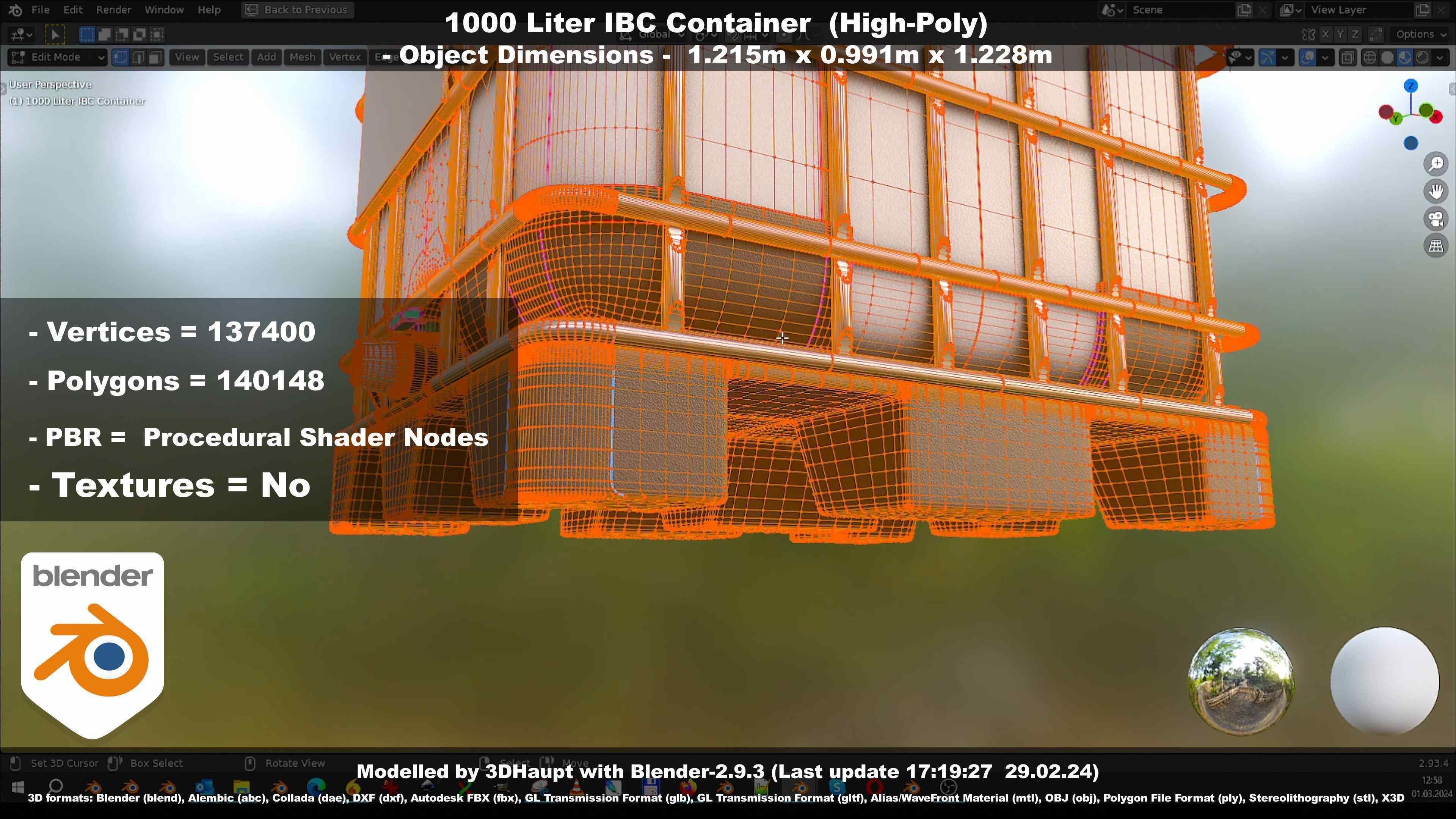 1000 Liter IBC Container High-Poly-Version 3D model_104