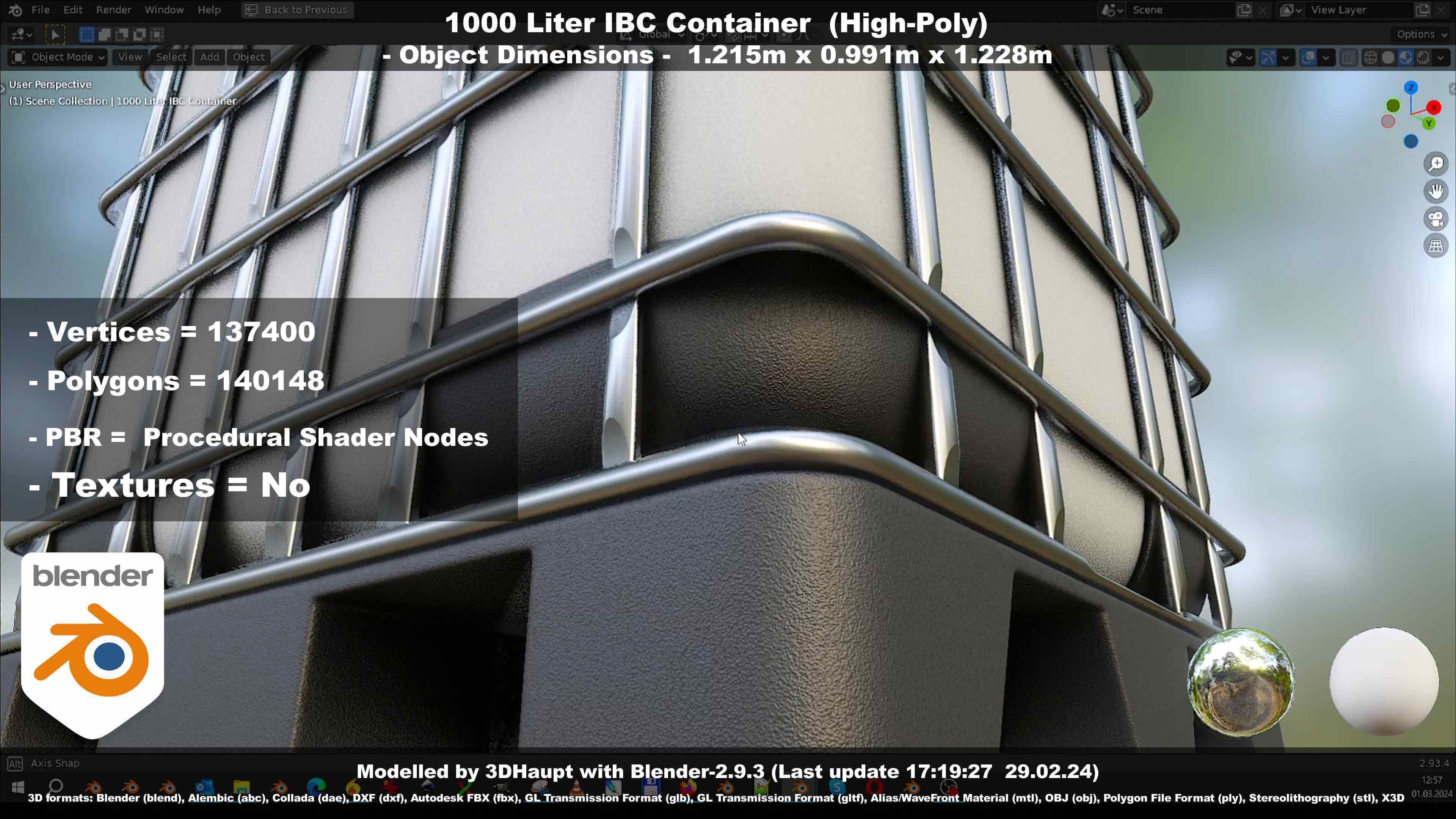 1000 Liter IBC Container High-Poly-Version 3D model_43