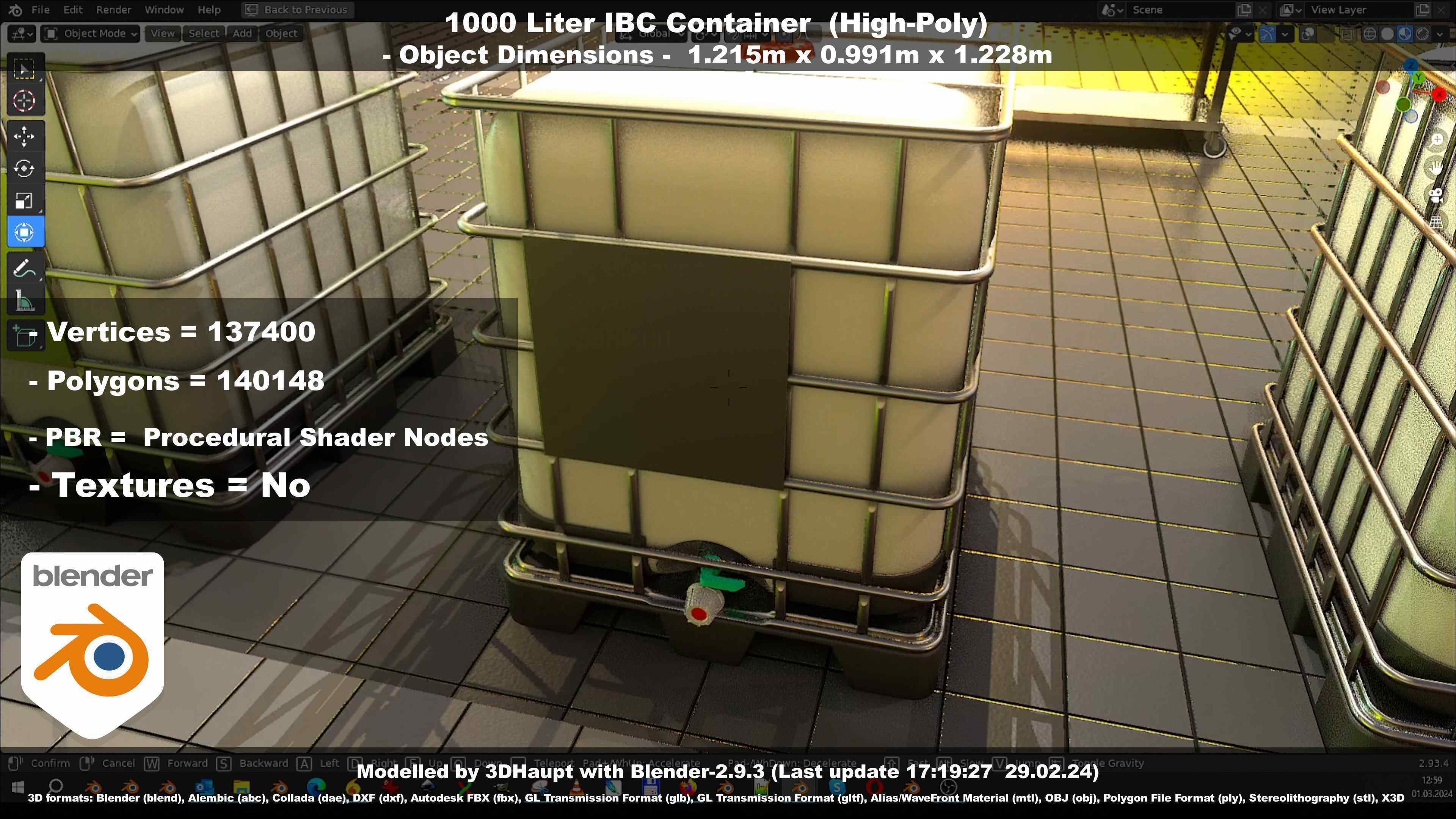 1000 Liter IBC Container High-Poly-Version 3D model_100