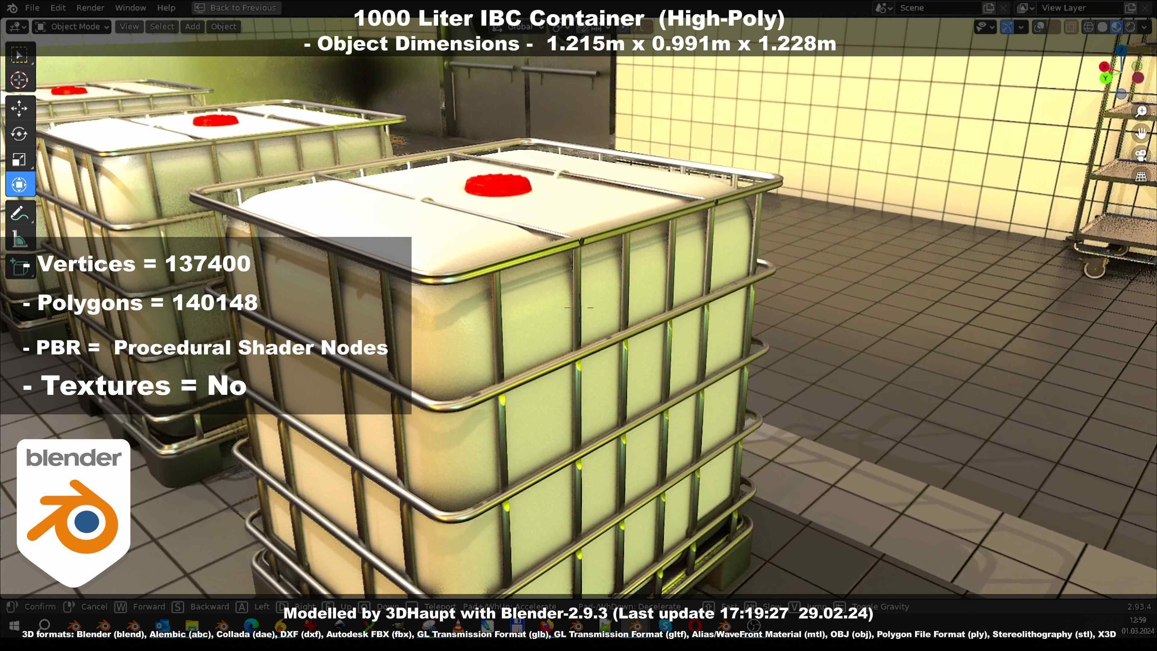 1000 Liter IBC Container High-Poly-Version 3D model_95