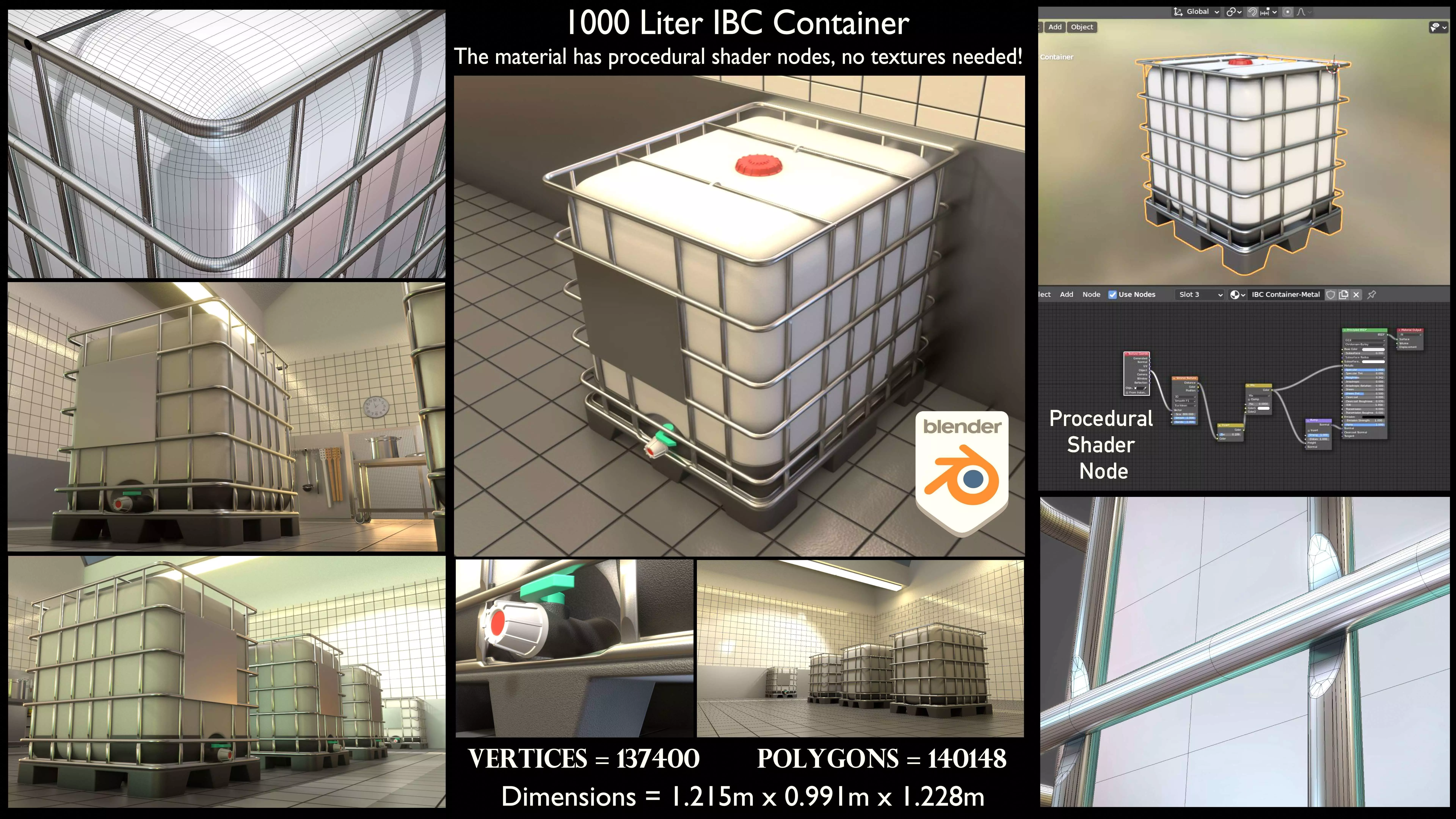 1000 Liter IBC Container High-Poly-Version 3D model_0